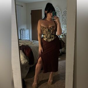 Free people suede skirt with slit